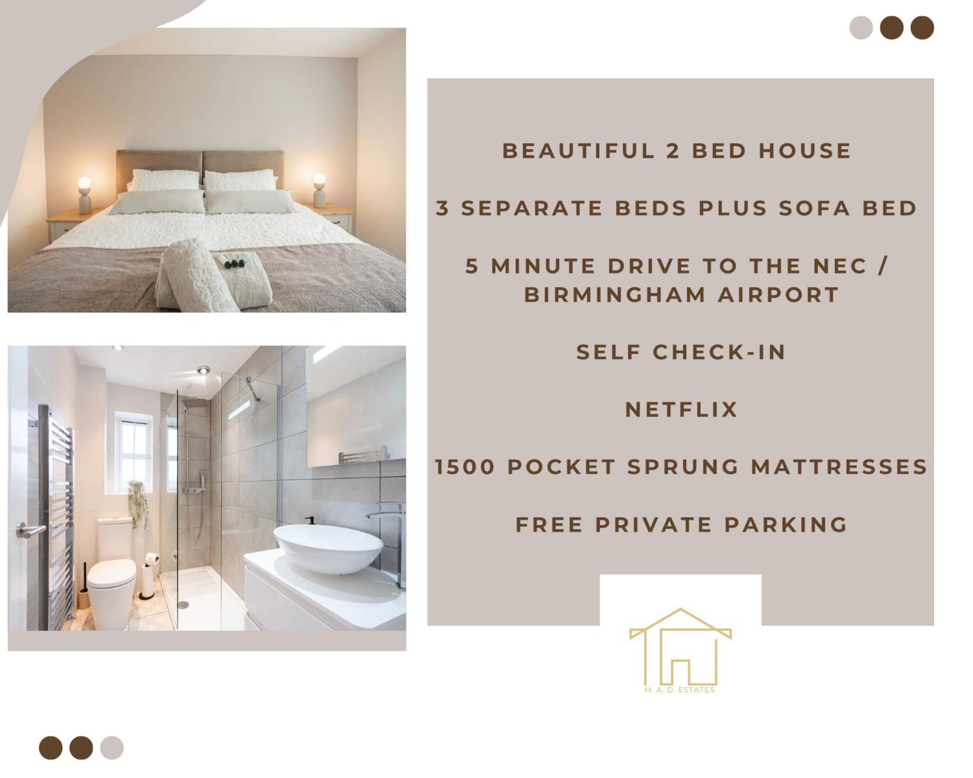 Stunning Abode 5 Min From Nec & Bhx, Pets Allowed *